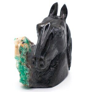 Horse Black Sculpture in Natural Colombian Emerald